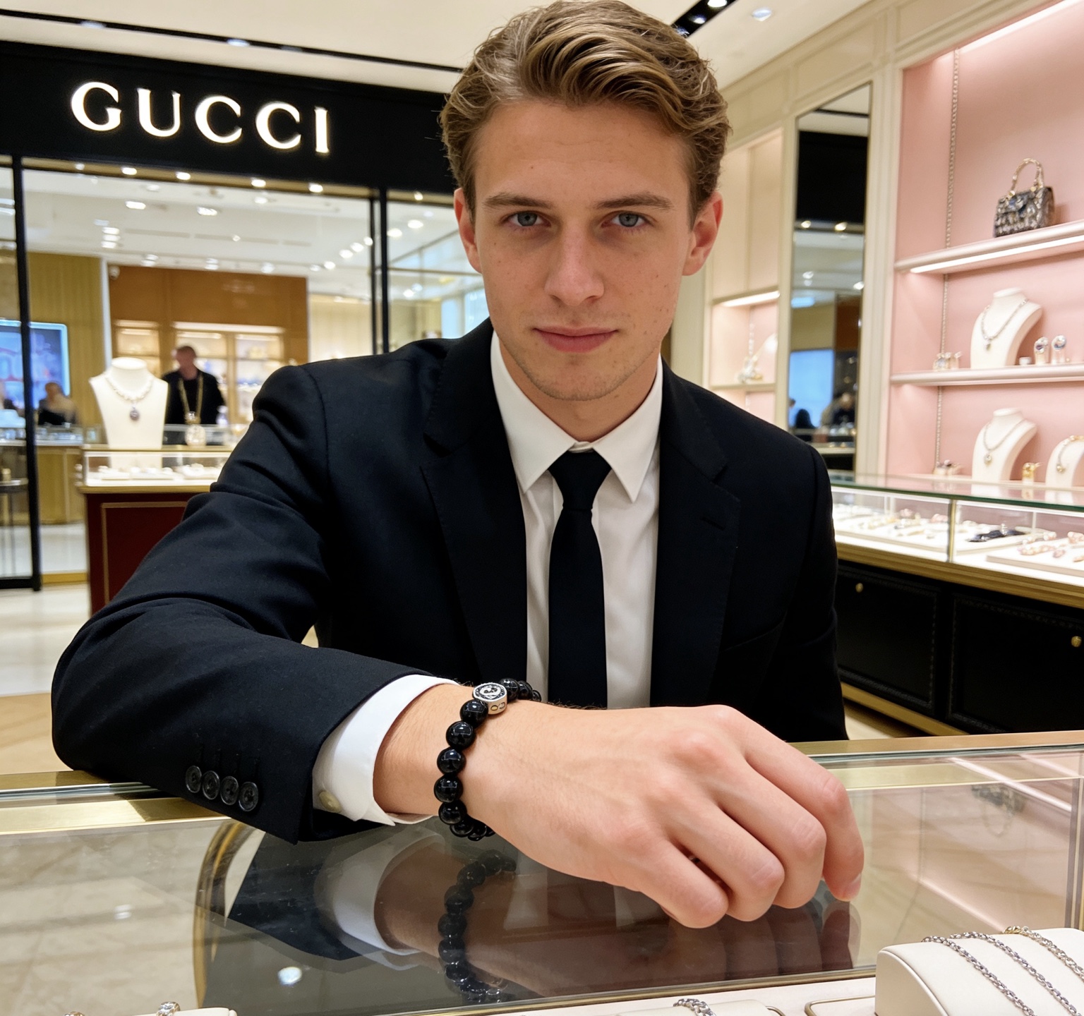 Gucci 𝐆𝐮𝐜𝐜𝐢古驰手链 最新款天然黑玛瑙手链档次更高 Anger Forest系列双G天然黑玛瑙手链