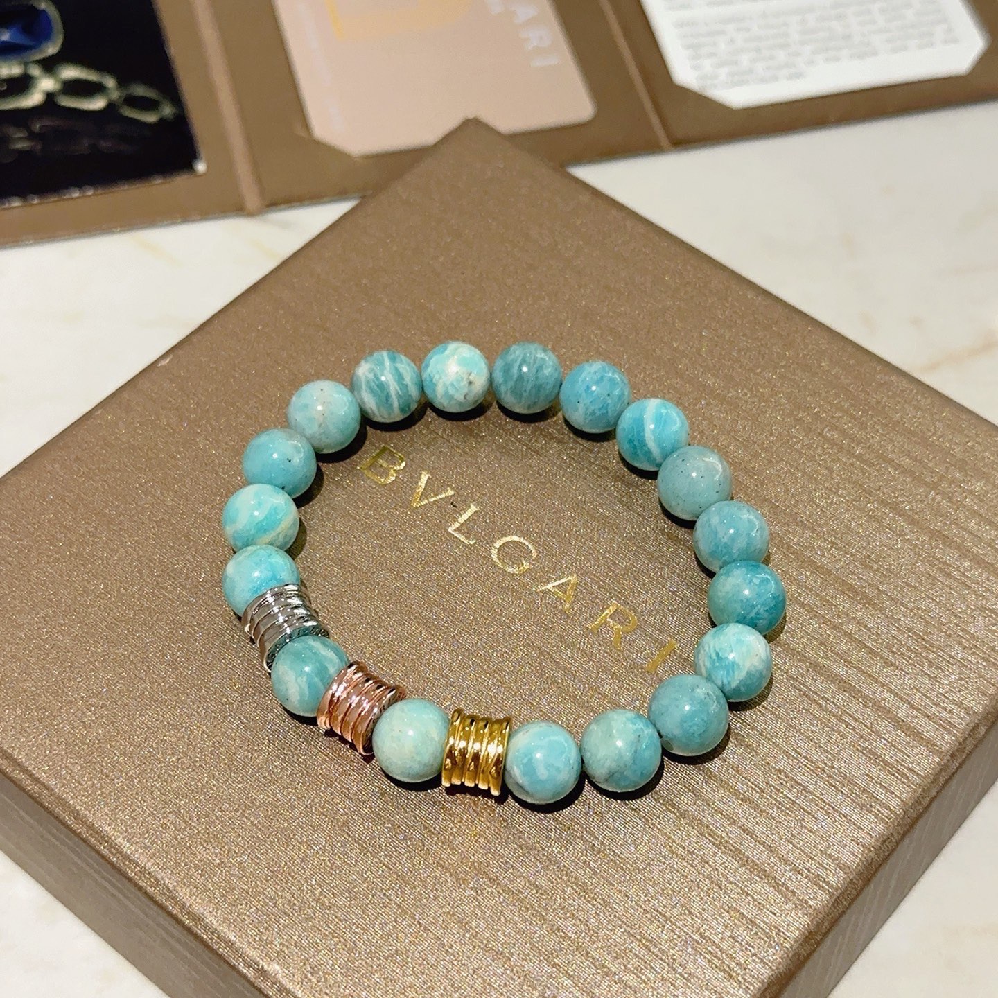 Bvlgari 宝格丽手链V金材质 BVLGARI宝格丽 DIVAS‘ DREAM 系列 天然天河石手链品相完美
