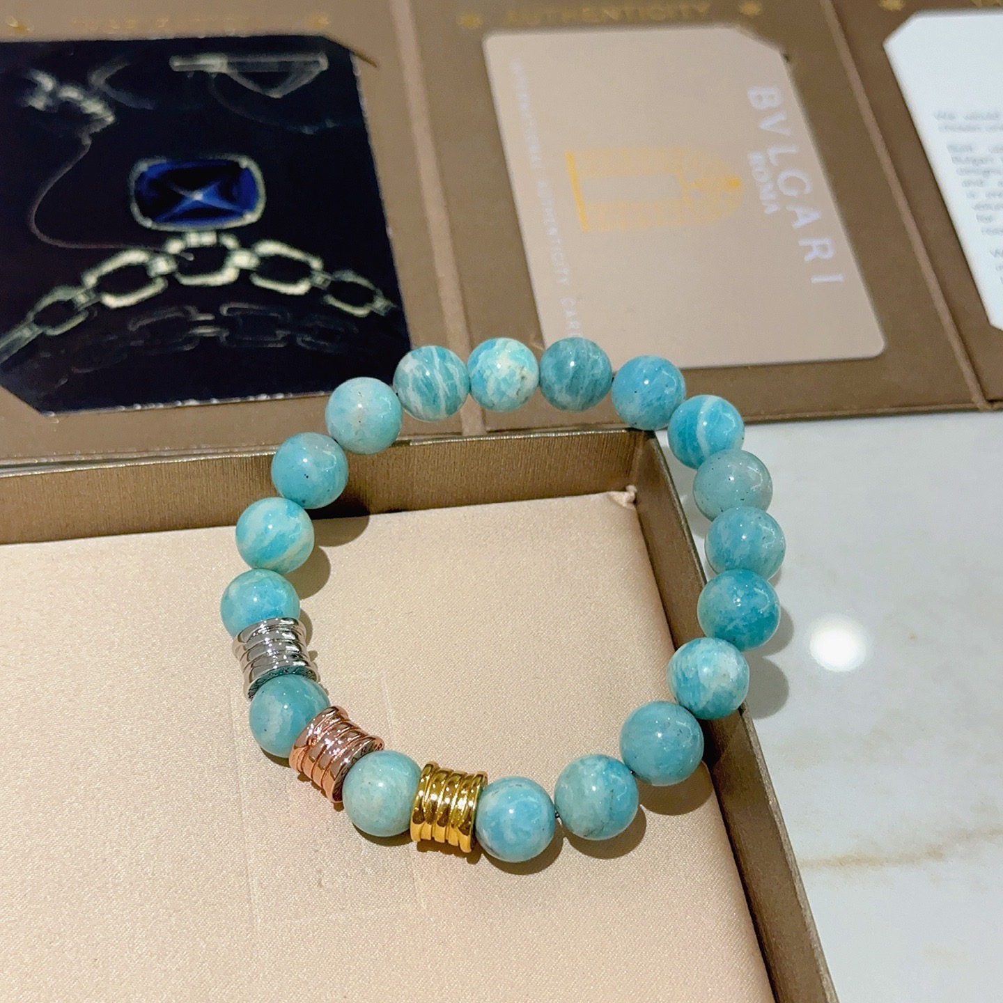 Bvlgari 宝格丽手链V金材质 BVLGARI宝格丽 DIVAS‘ DREAM 系列 天然天河石手链品相完美