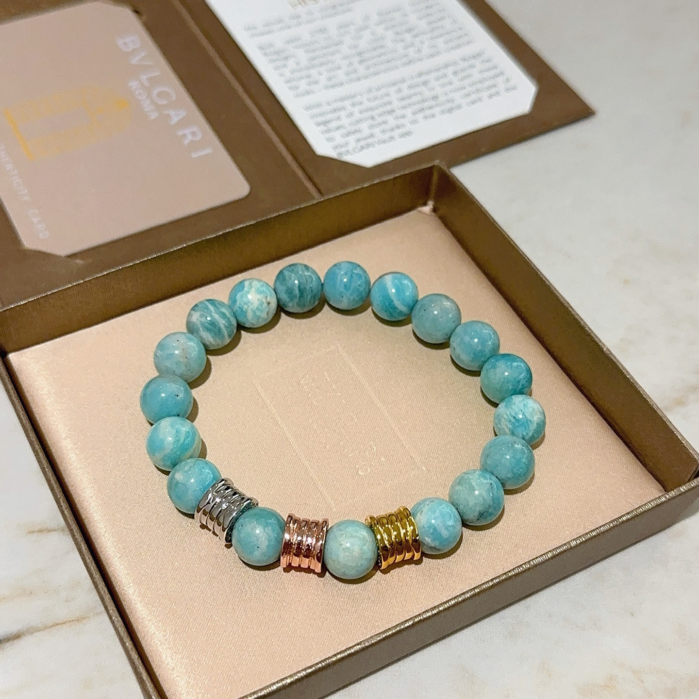 Bvlgari 宝格丽手链V金材质 BVLGARI宝格丽 DIVAS‘ DREAM 系列 天然天河石手链品相完美