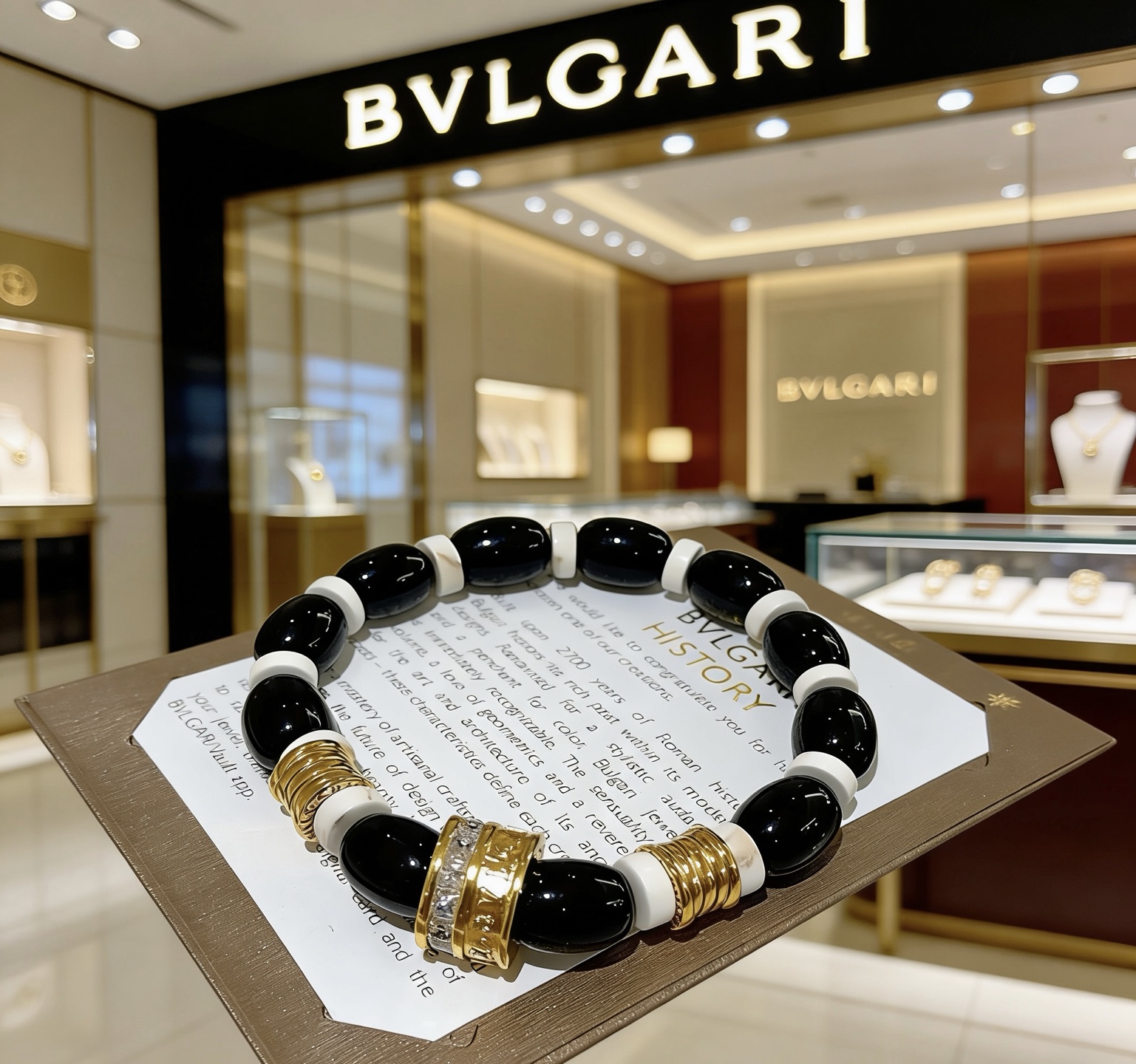 Bvlgari 宝格丽手链V金材质 BVLGARI宝格丽 DIVAS‘ DREAM 系列 天然黑玛瑙手链品相完美