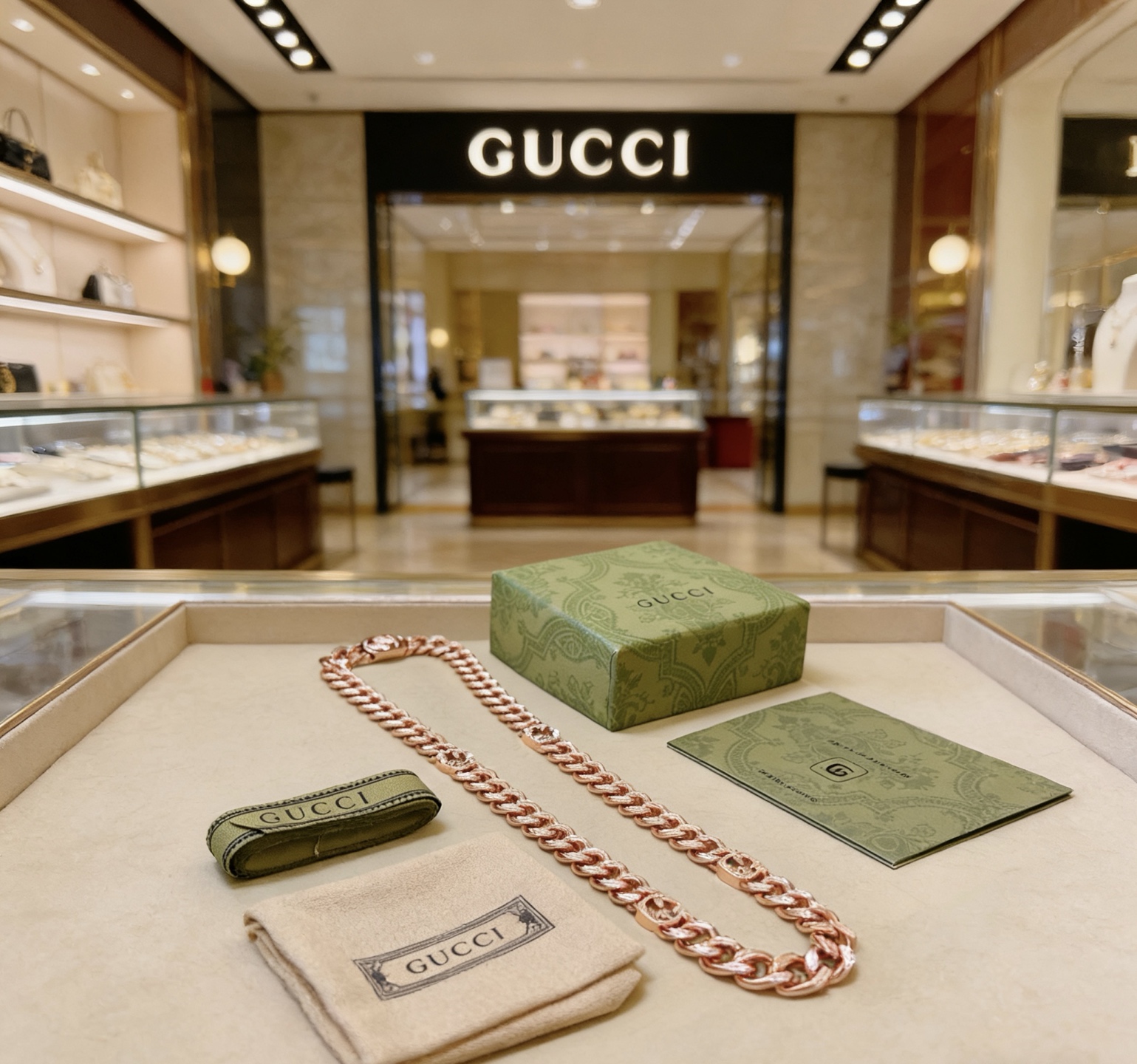 Gucci 不爆不发 抖音带货 首选 𝐆𝐮𝐜𝐜𝐢古驰项链最新款链条档次更高 Anger Forest系列双g玫瑰金高端项链 设计的优雅与独特魅力