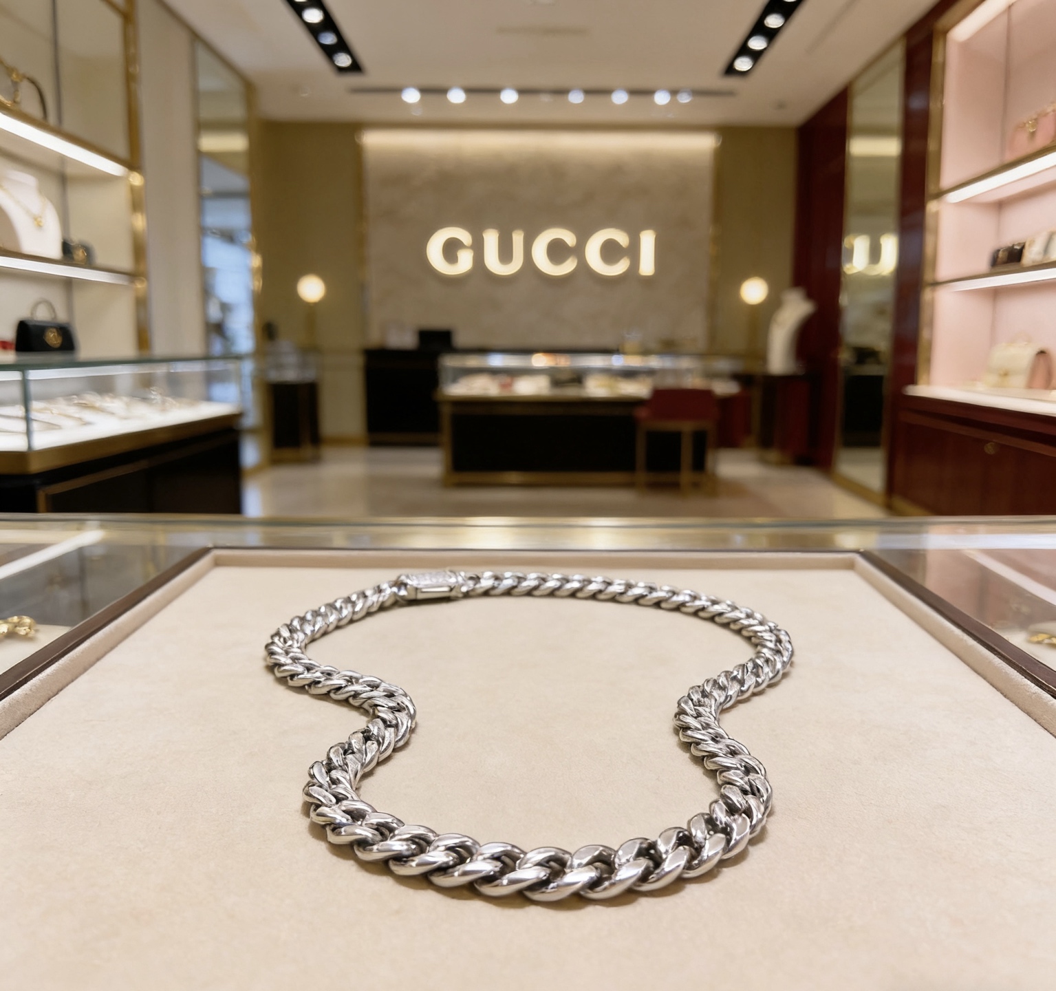 NO:763458,The latest chain of Gucci necklaces is of higher quality. The same model as the Cuban chain star Anger Forest series double G classic necklace. Chain length 60 cm. Width 12mm. Same style for men and women. Details. Non-market glossy version. This one has been on sale. Best-selling model in Gucci. Very good to match trendy clothes, fine jewelry, Gucci, necklace.19860909批不爆不上古驰项链最新款链条档次更高周六福周大福金店 古巴链明星同款Anger Forest系列双g经典项链 链长60厘米 宽 12mm 男女同款 细节 非市面亮面版型 这款一直在出 古驰里面热卖款 非常好搭配潮流衣服,饰品精品,gucci,necklace,Jewelry