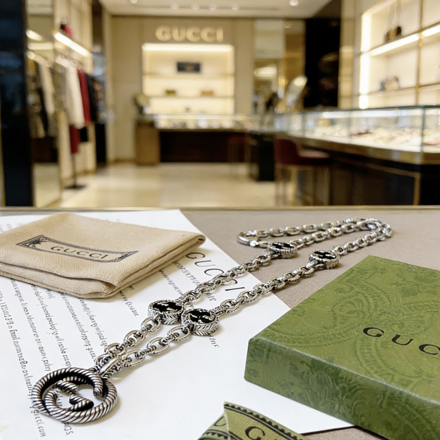Gucci 𝐆𝐮𝐜𝐜𝐢古驰项链最新款链条档次更高 Anger Forest系列双G 项链4G系列项链