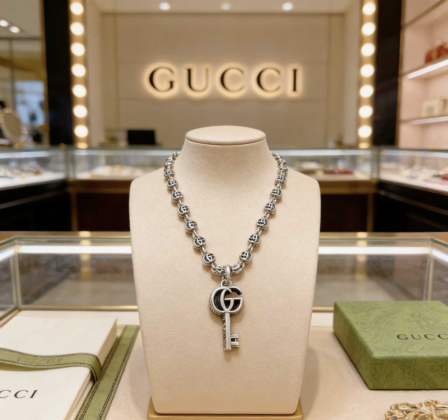 Gucci 𝐆𝐮𝐜𝐜𝐢古驰项链最新款链条档次更高 Anger Forest系列双g钥匙项链