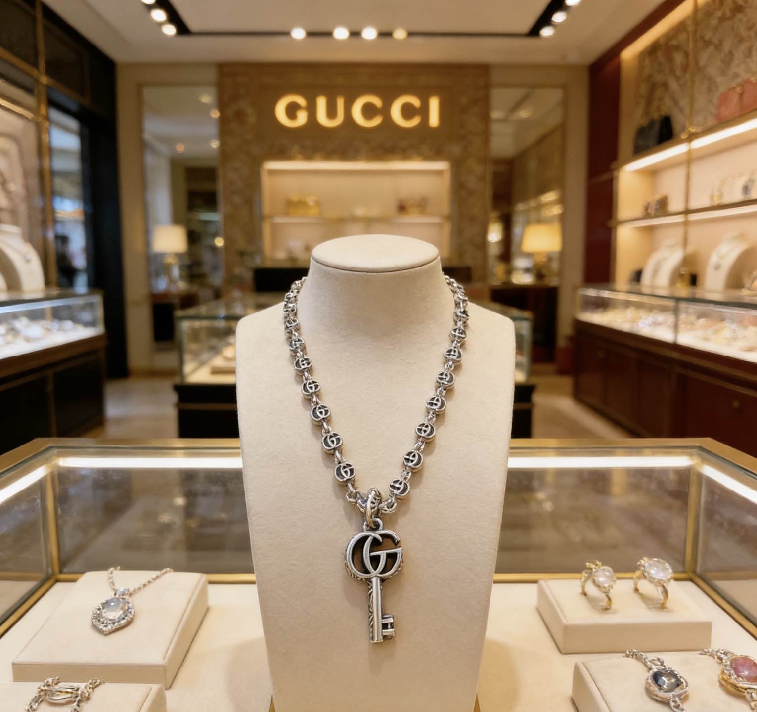 Gucci 𝐆𝐮𝐜𝐜𝐢古驰项链最新款链条档次更高 Anger Forest系列双g钥匙项链