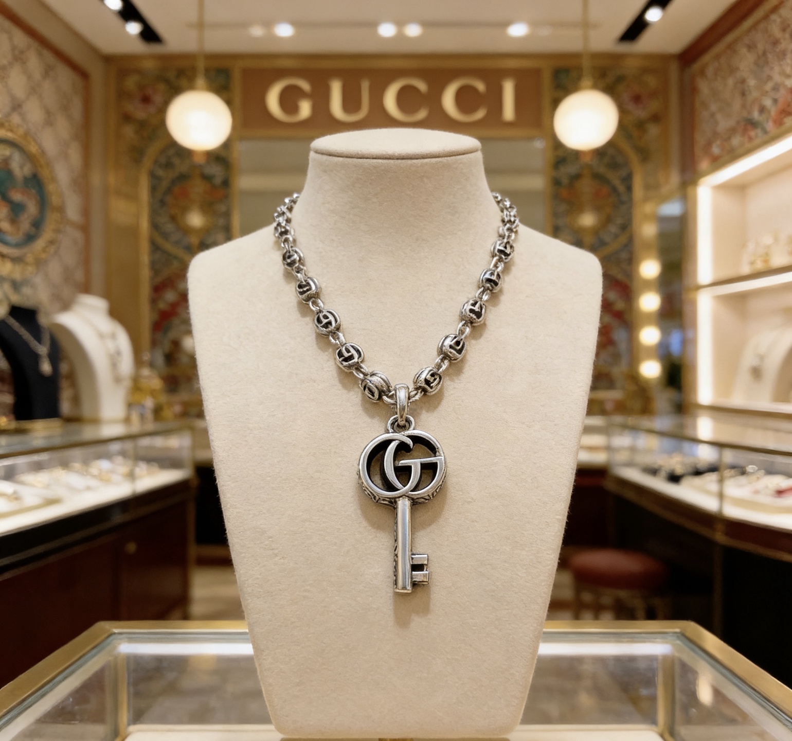 Gucci 𝐆𝐮𝐜𝐜𝐢古驰项链最新款链条档次更高 Anger Forest系列双g钥匙项链