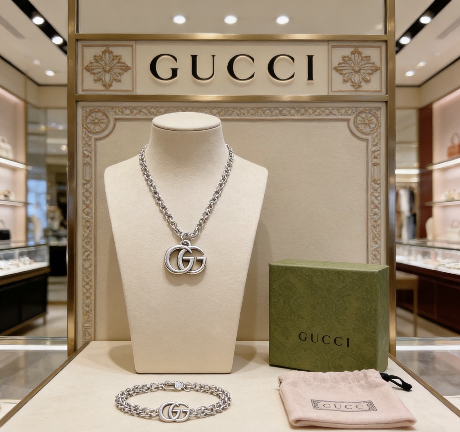 Gucci 不爆不发 抖音带货 首选 𝐆𝐮𝐜𝐜𝐢古驰项链最新款链条档次更高 Anger Forest系列双g 图案项链