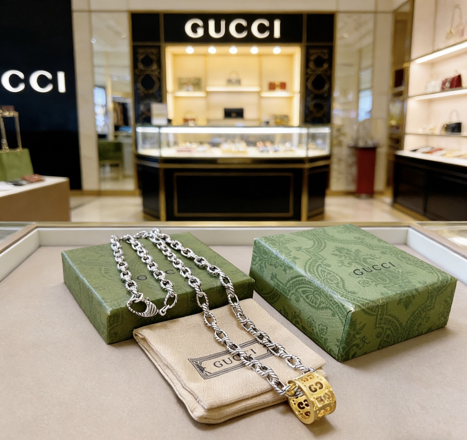 Gucci 𝐆𝐮𝐜𝐜𝐢古驰项链最新款链条档次更高 Anger Forest系列双G古驰项链