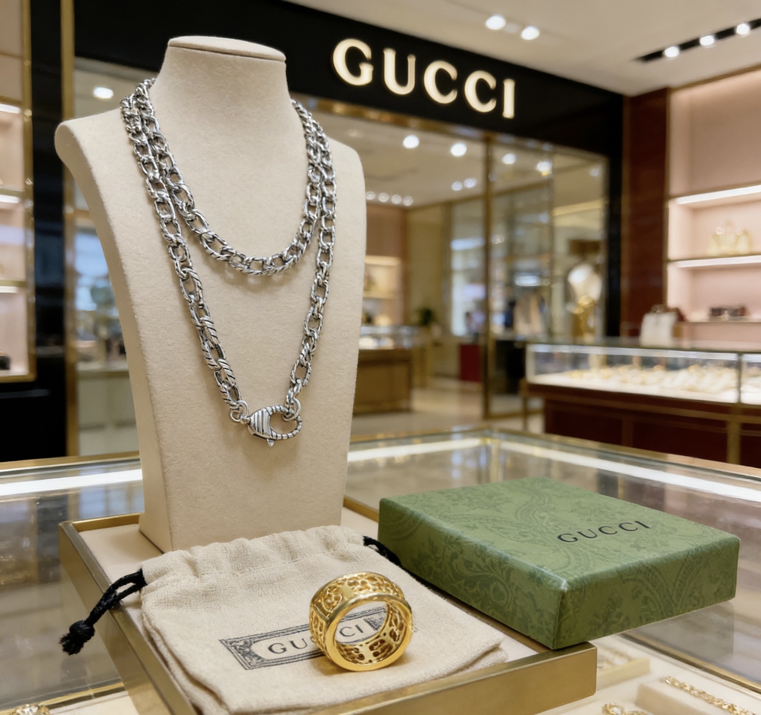 Gucci 𝐆𝐮𝐜𝐜𝐢古驰项链最新款链条档次更高 Anger Forest系列双G古驰项链