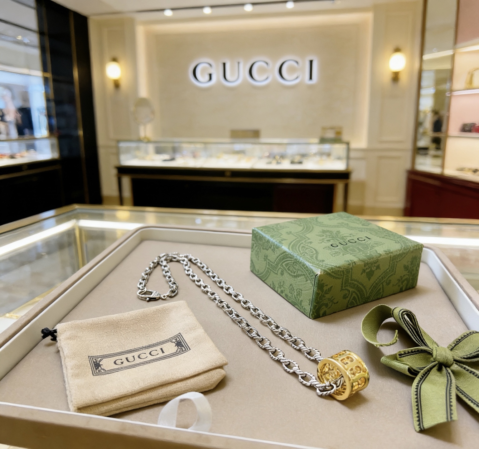 Gucci 𝐆𝐮𝐜𝐜𝐢古驰项链最新款链条档次更高 Anger Forest系列双G古驰项链