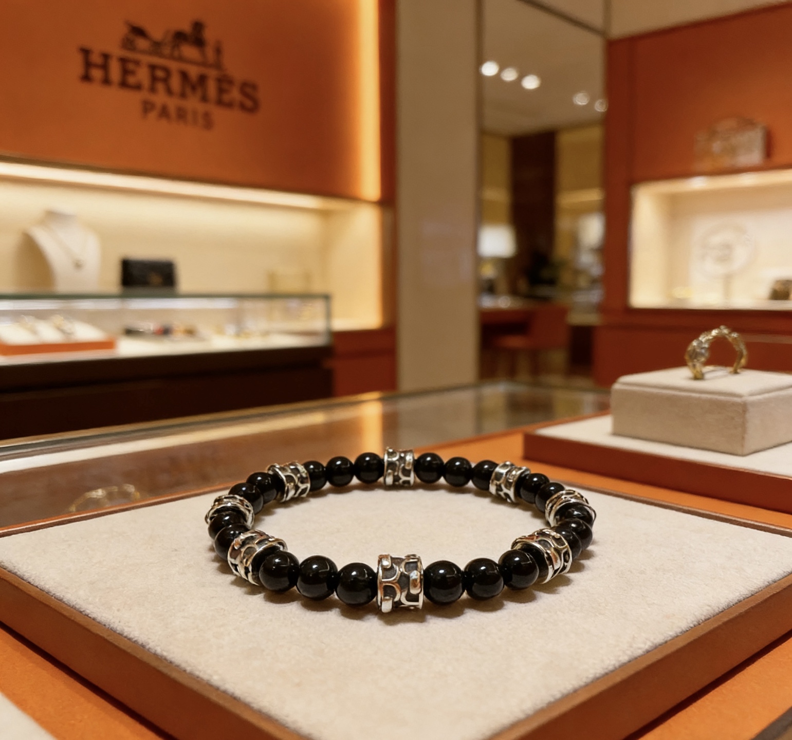 Hermès 新品发布 Hermas爱马仕手链 奢华爱马仕手串 黑玛瑙手链 最新款全件串珠手链档次更高 Anger Forest系列H 爱马仕手链
