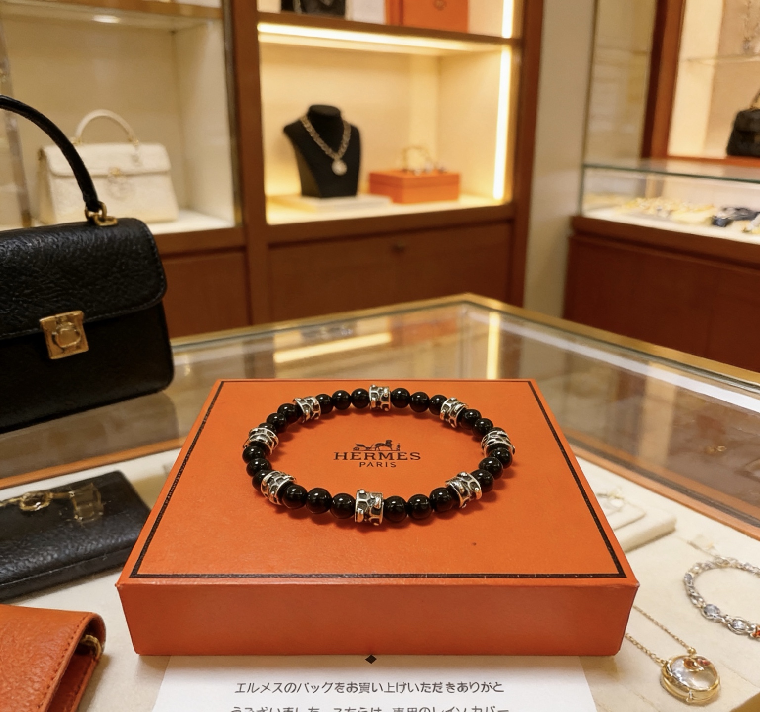 Hermès 新品发布 Hermas爱马仕手链 奢华爱马仕手串 黑玛瑙手链 最新款全件串珠手链档次更高 Anger Forest系列H 爱马仕手链