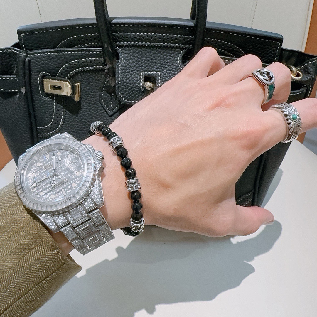 Hermès 新品发布 Hermas爱马仕手链 奢华爱马仕手串 黑玛瑙手链 最新款全件串珠手链档次更高 Anger Forest系列H 爱马仕手链