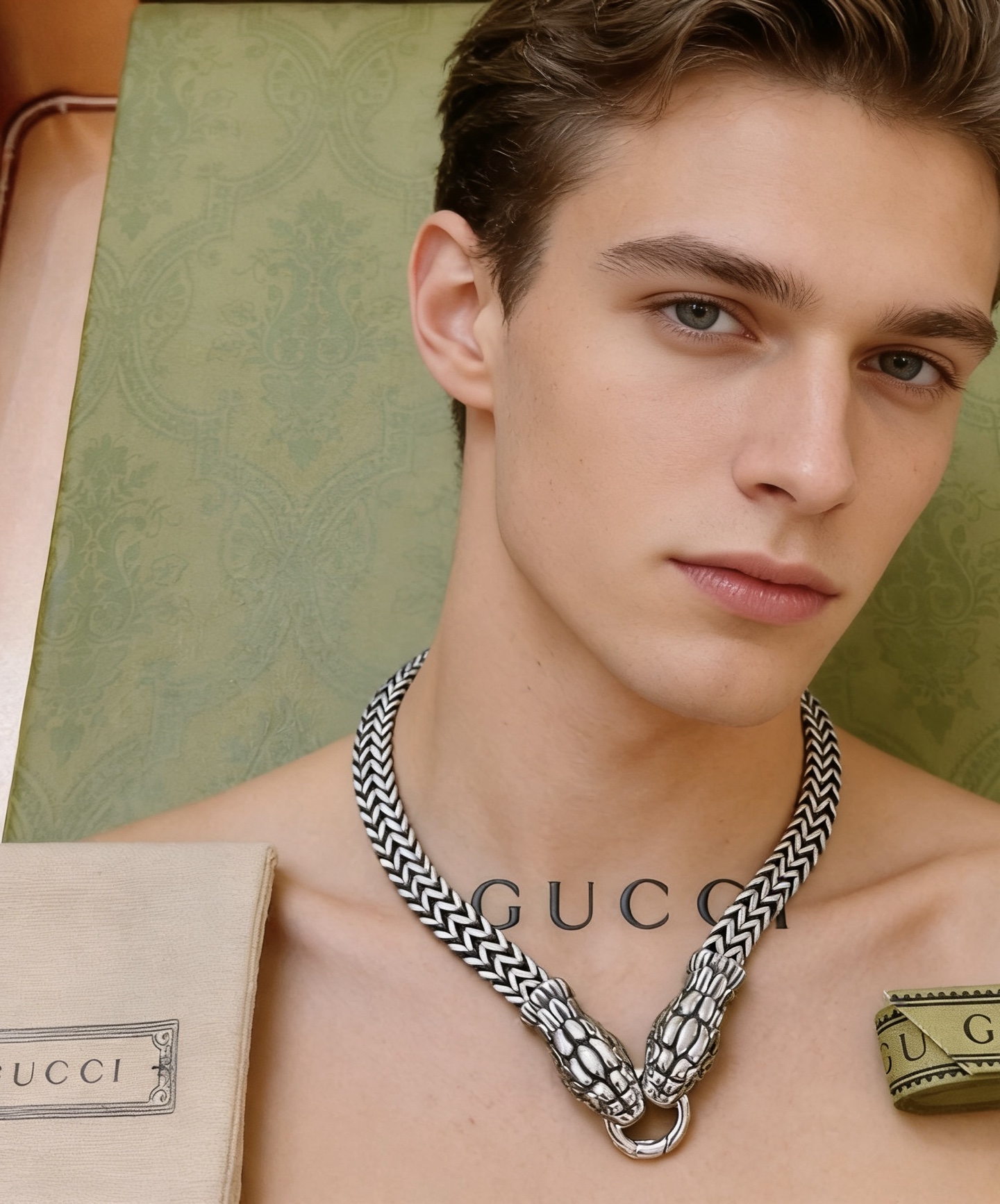 Gucci 𝐆𝐮𝐜𝐜𝐢古驰项链双蛇头最新款链条档次更高 Anger Forest系列双G戒指环古驰项链