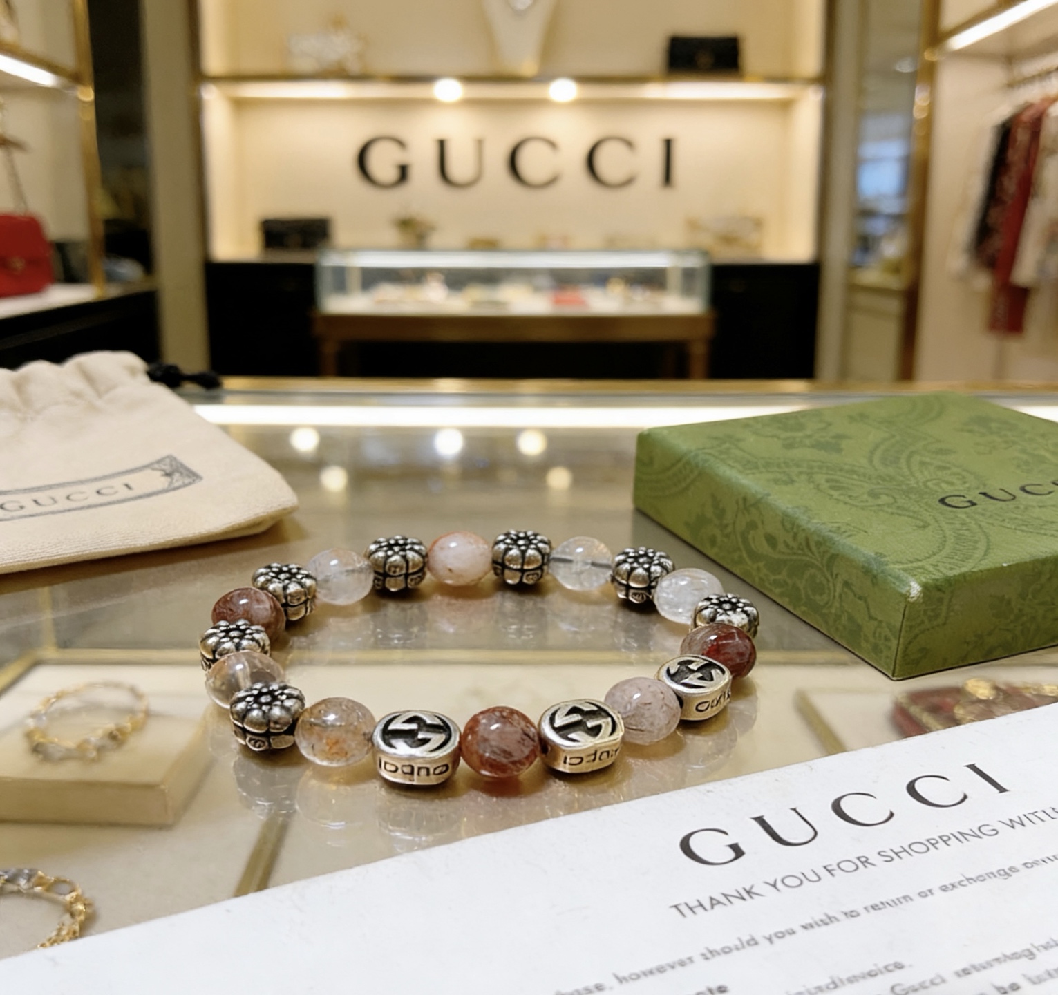 Gucci 新品发布𝐆𝐮𝐜𝐜𝐢古驰手链 最新款天然紫发晶手链档次更高 Anger Forest系列双g手链