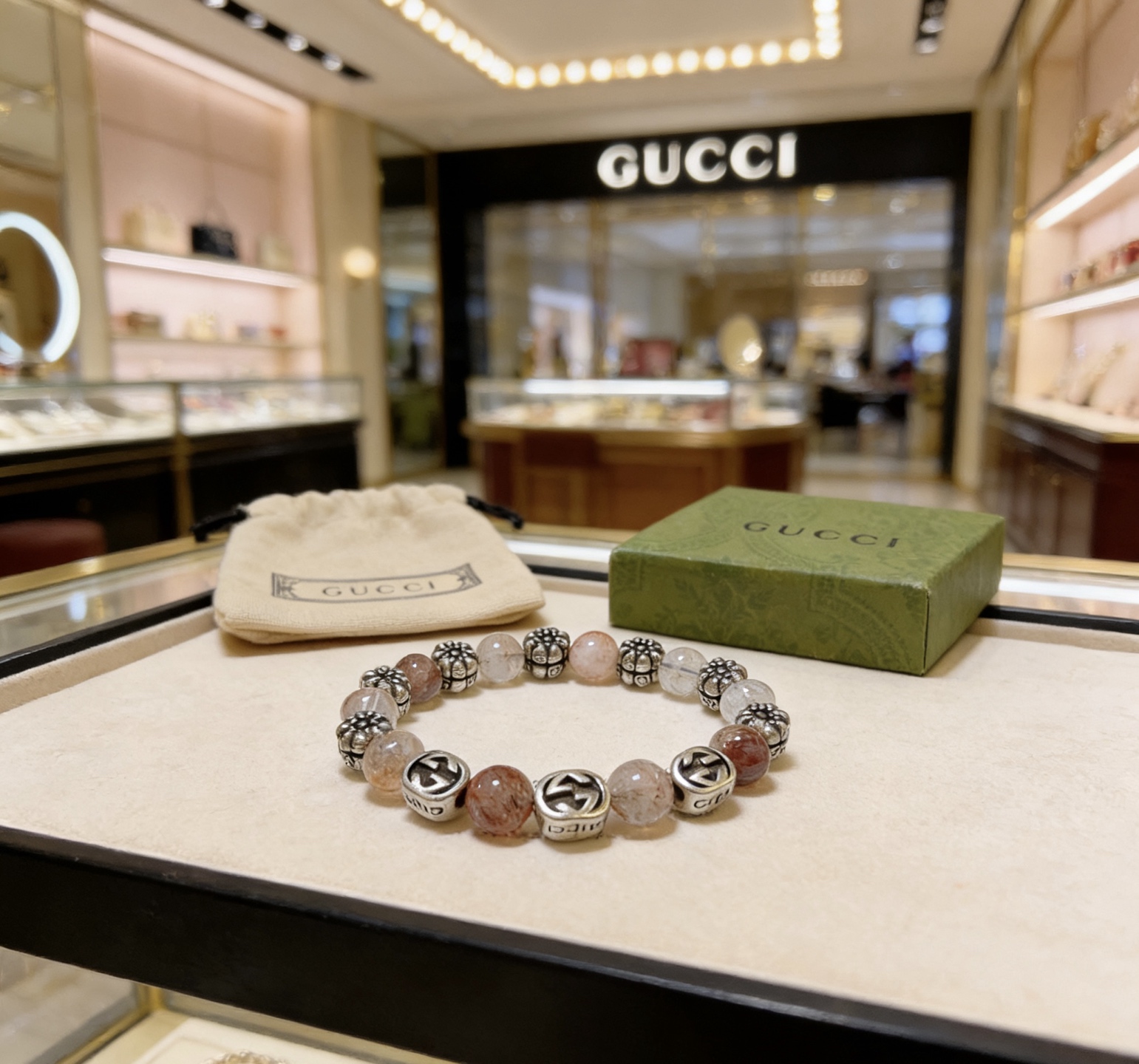 Gucci 新品发布𝐆𝐮𝐜𝐜𝐢古驰手链 最新款天然紫发晶手链档次更高 Anger Forest系列双g手链