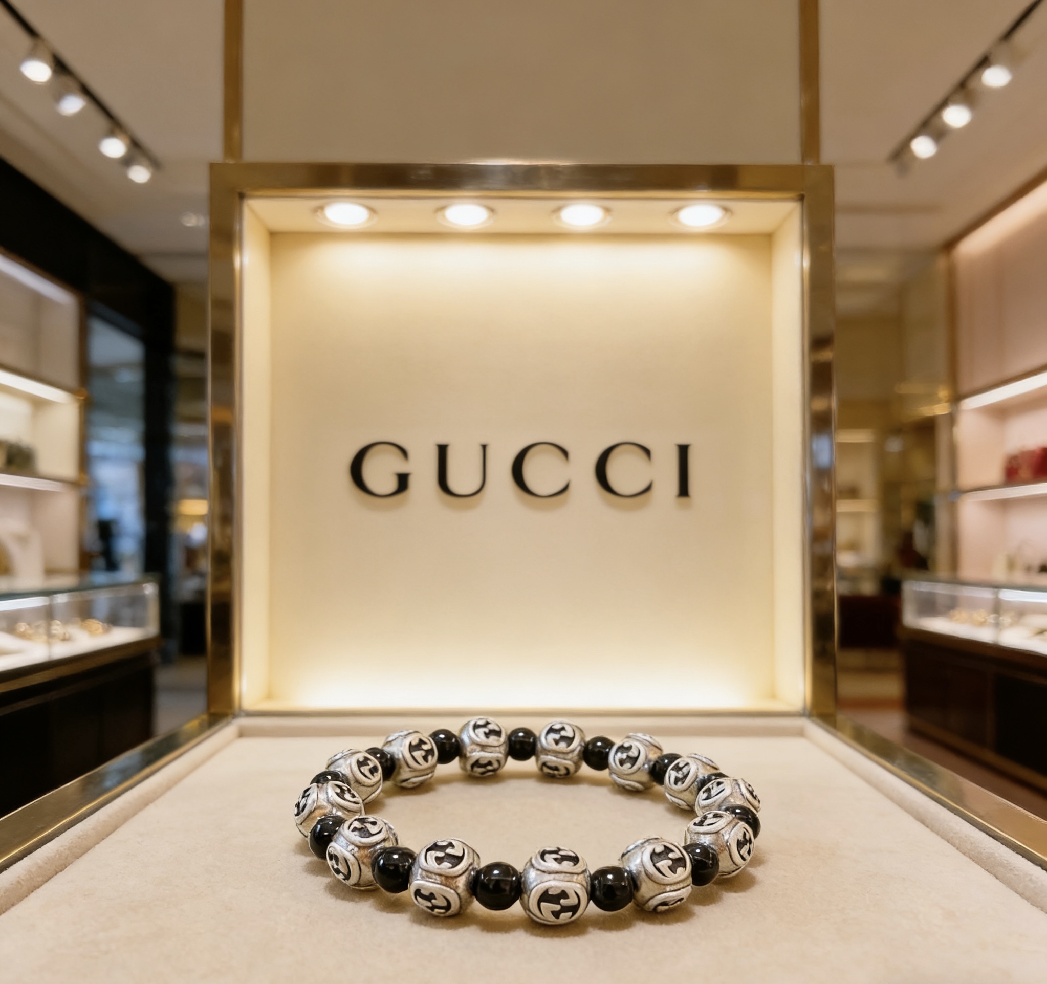 Gucci 𝐆𝐮𝐜𝐜𝐢古驰手链 最新款天然黑玛瑙手链档次更高 Anger Forest系列双g黑玛瑙水晶手链