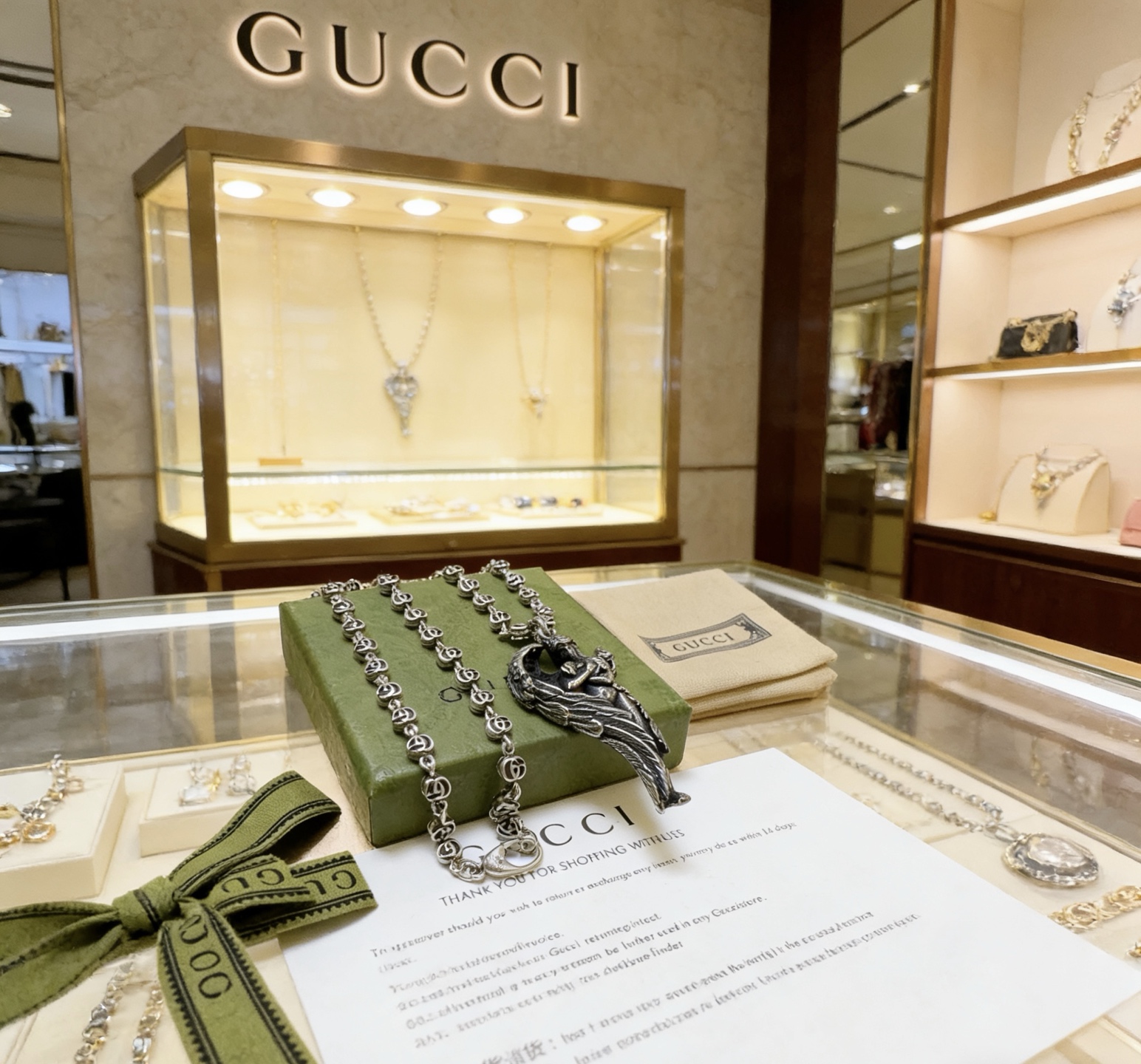 Gucci 新品发布 𝐆𝐮𝐜𝐜𝐢古驰项链最新款链条档次更高 Anger Forest系列双G 款设计理念项链系列 银项链
