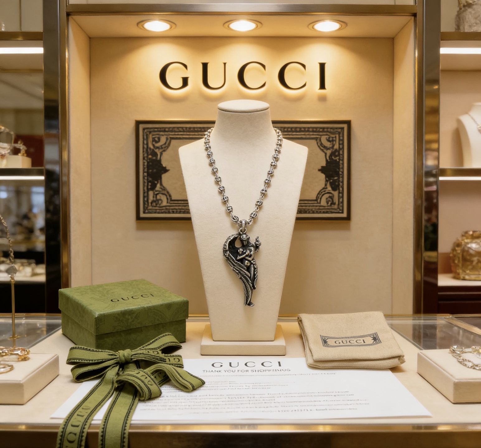 Gucci 新品发布 𝐆𝐮𝐜𝐜𝐢古驰项链最新款链条档次更高 Anger Forest系列双G 款设计理念项链系列 银项链