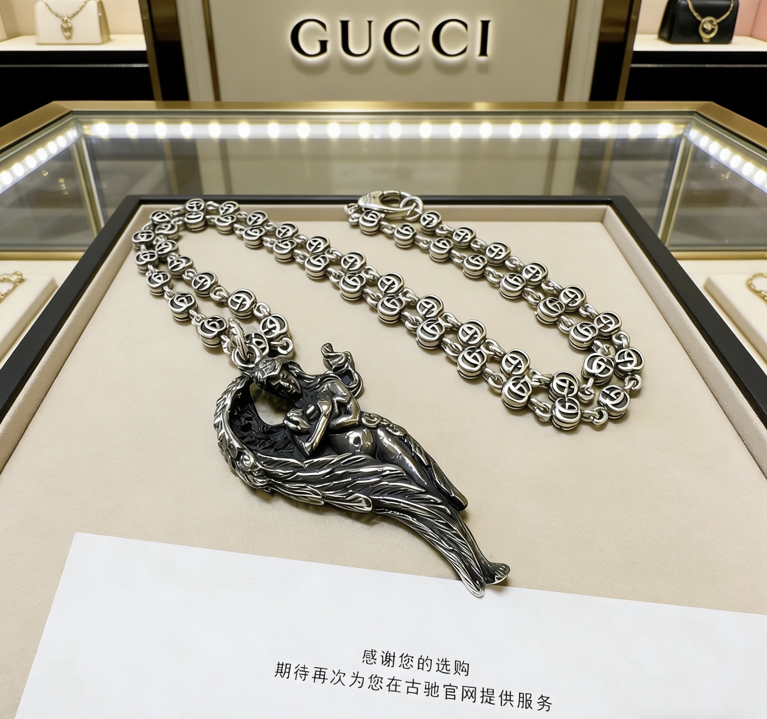 Gucci 新品发布 𝐆𝐮𝐜𝐜𝐢古驰项链最新款链条档次更高 Anger Forest系列双G 款设计理念项链系列 银项链