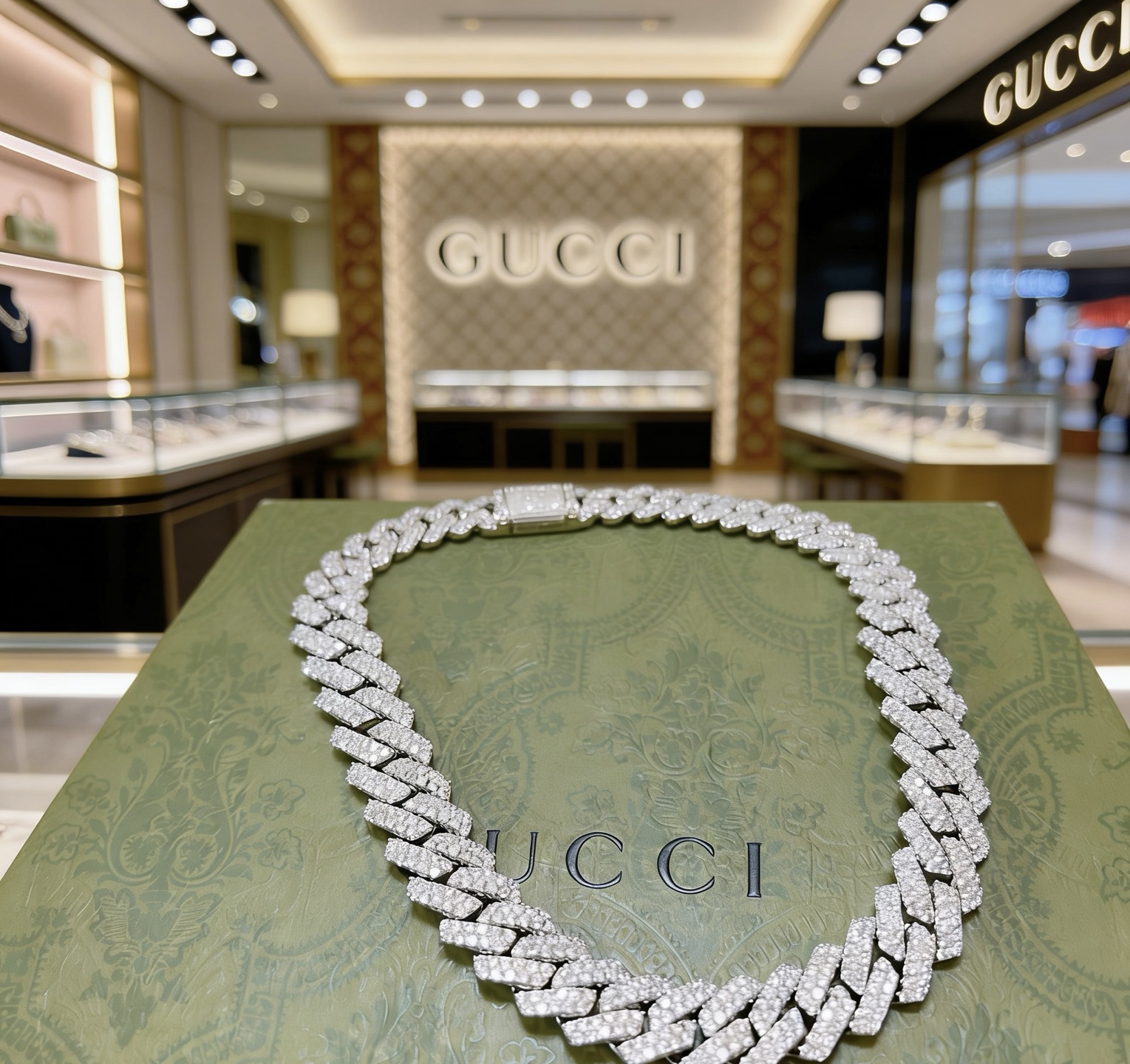 Gucci 奢华款𝐆𝐮𝐜𝐜𝐢古驰项链最新款满钻链条档次更高