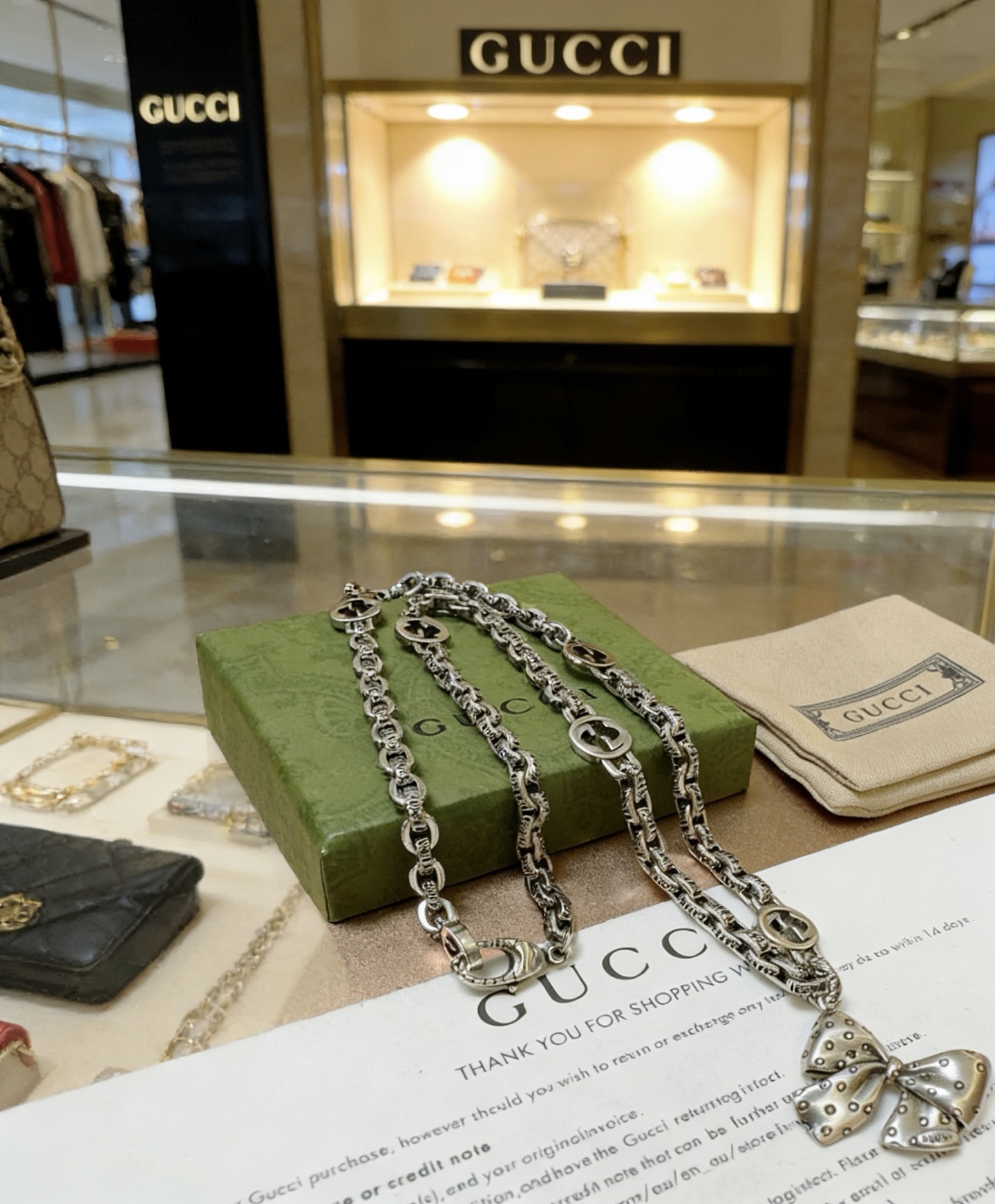 Gucci 新品发布 𝐆𝐮𝐜𝐜𝐢古驰项链最新款链条档次更高 Anger Forest系列双G 款艺术模型设计理念项链系列 银项链