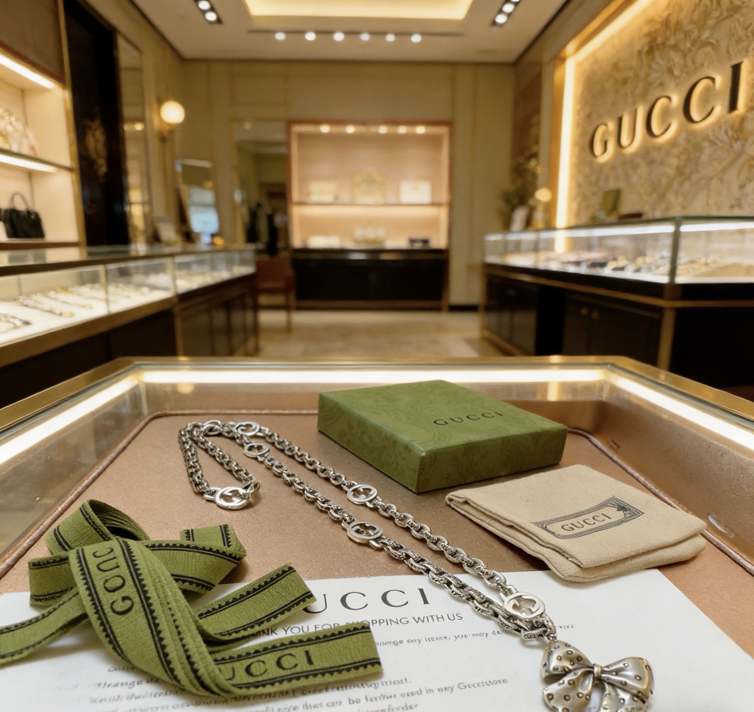 Gucci 新品发布 𝐆𝐮𝐜𝐜𝐢古驰项链最新款链条档次更高 Anger Forest系列双G 款艺术模型设计理念项链系列 银项链