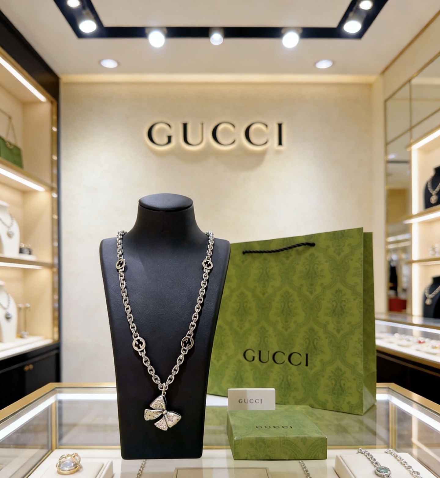 Gucci 新品发布 𝐆𝐮𝐜𝐜𝐢古驰项链最新款链条档次更高 Anger Forest系列双G 款艺术模型设计理念项链系列 银项链
