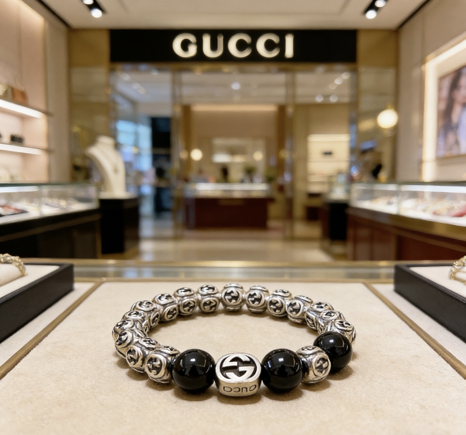 Gucci 𝐆𝐮𝐜𝐜𝐢古驰手链 奢华手串 最新款全件玛瑙串珠手链档次更高 Anger Forest系列双g 古驰手链