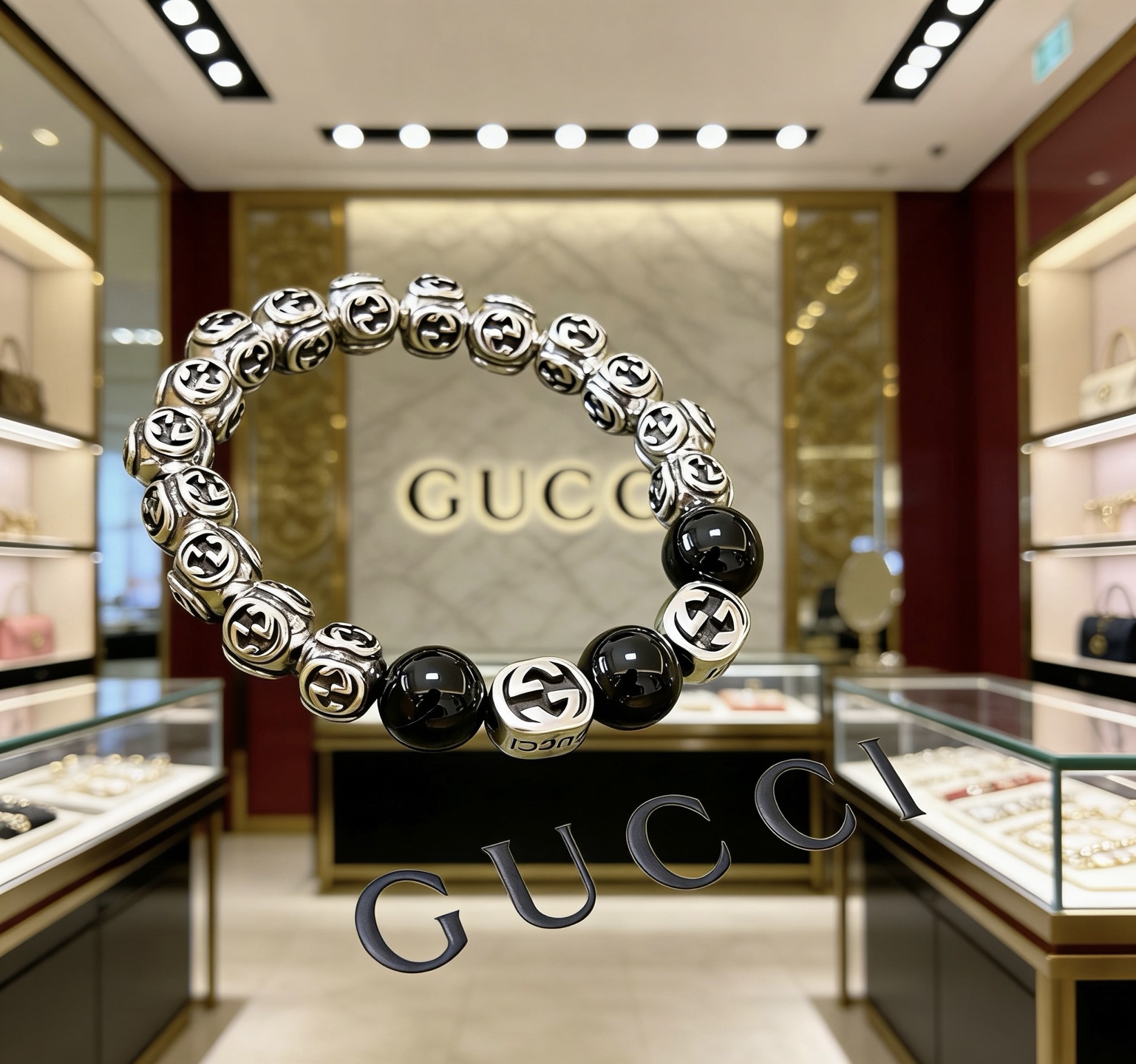 Gucci 𝐆𝐮𝐜𝐜𝐢古驰手链 奢华手串 最新款全件玛瑙串珠手链档次更高 Anger Forest系列双g 古驰手链