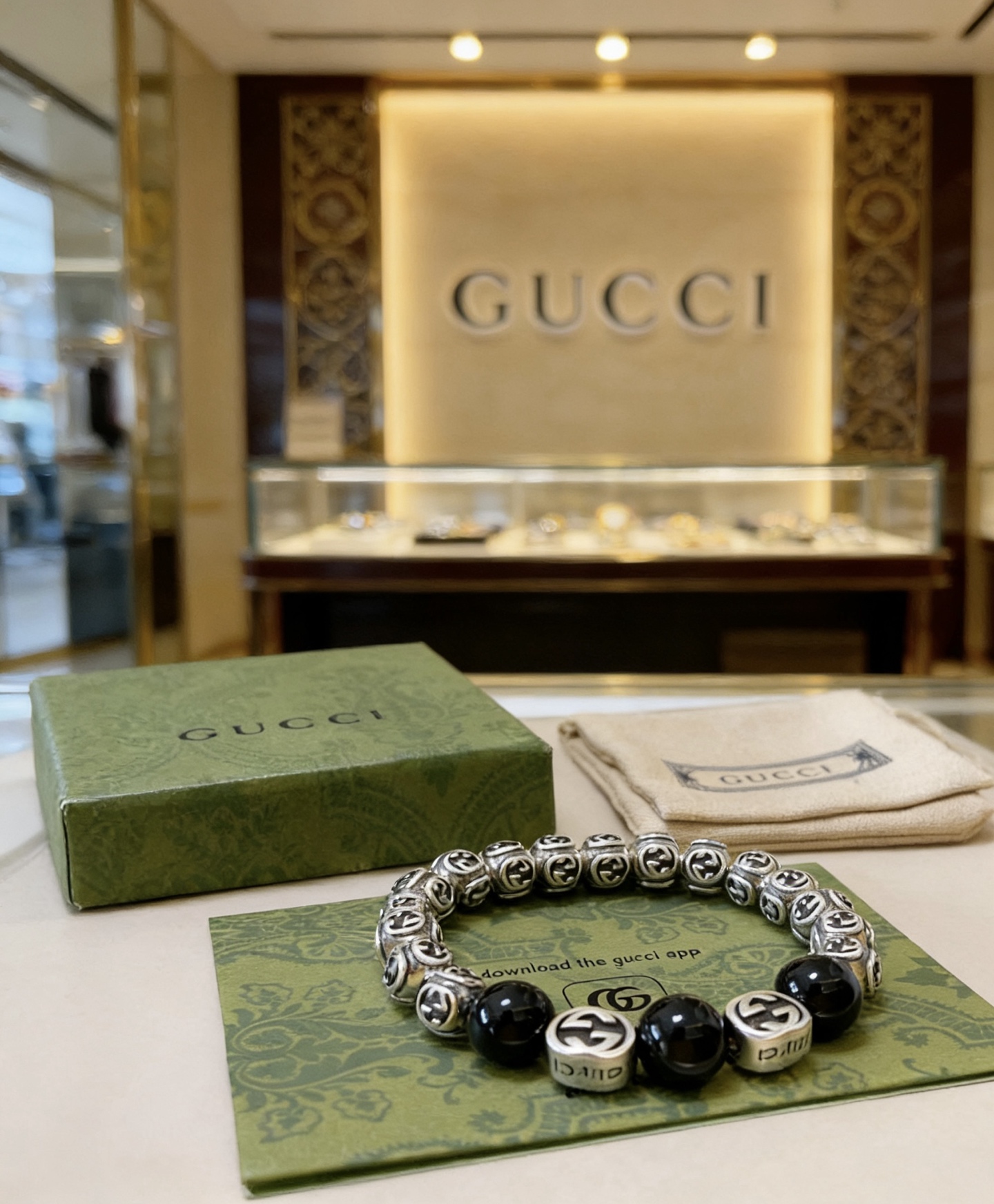 Gucci 𝐆𝐮𝐜𝐜𝐢古驰手链 奢华手串 最新款全件玛瑙串珠手链档次更高 Anger Forest系列双g 古驰手链