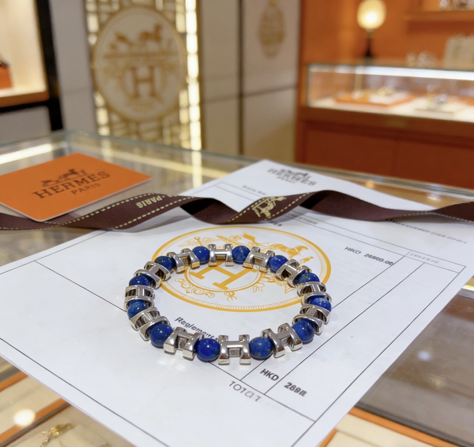 Hermès 新品发布 Hermas爱马仕手链 奢华爱马仕手串 天然石青金石手链 最新款全件串珠手链档次更高 Anger Forest系列H 爱马仕手链