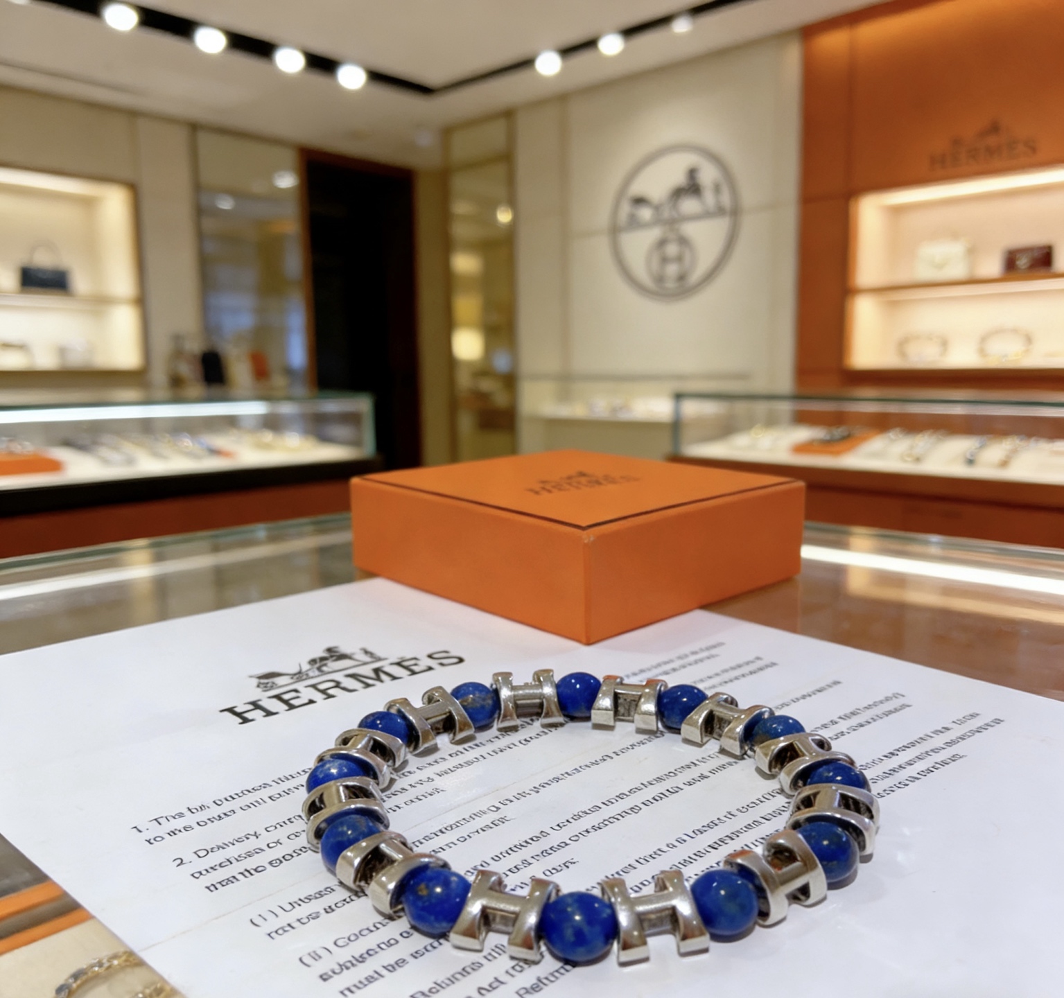 Hermès 新品发布 Hermas爱马仕手链 奢华爱马仕手串 天然石青金石手链 最新款全件串珠手链档次更高 Anger Forest系列H 爱马仕手链