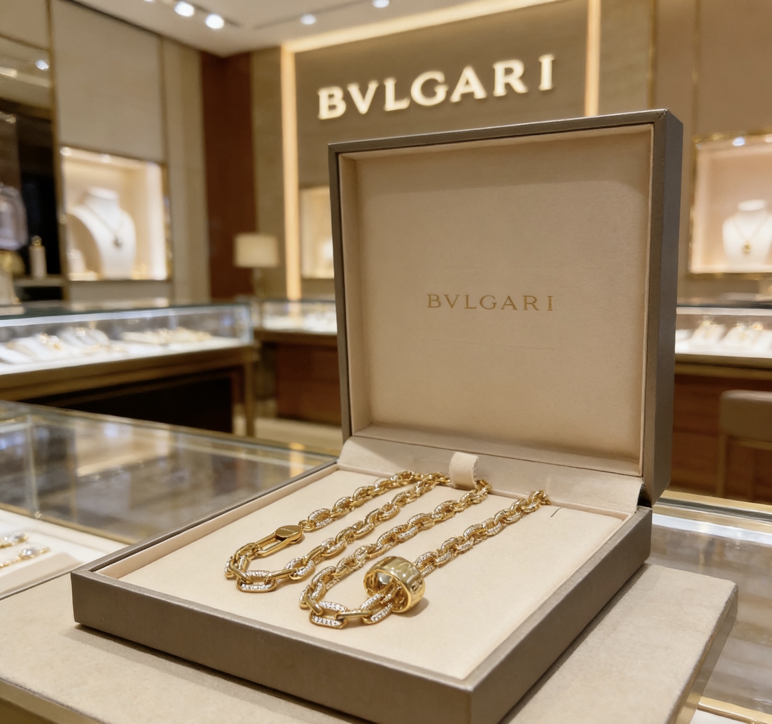 Bvlgari 整条镶嵌工艺宝格丽项链V金材质 BVLGARI宝格丽 DIVAS‘ DREAM 系列 品相完美
