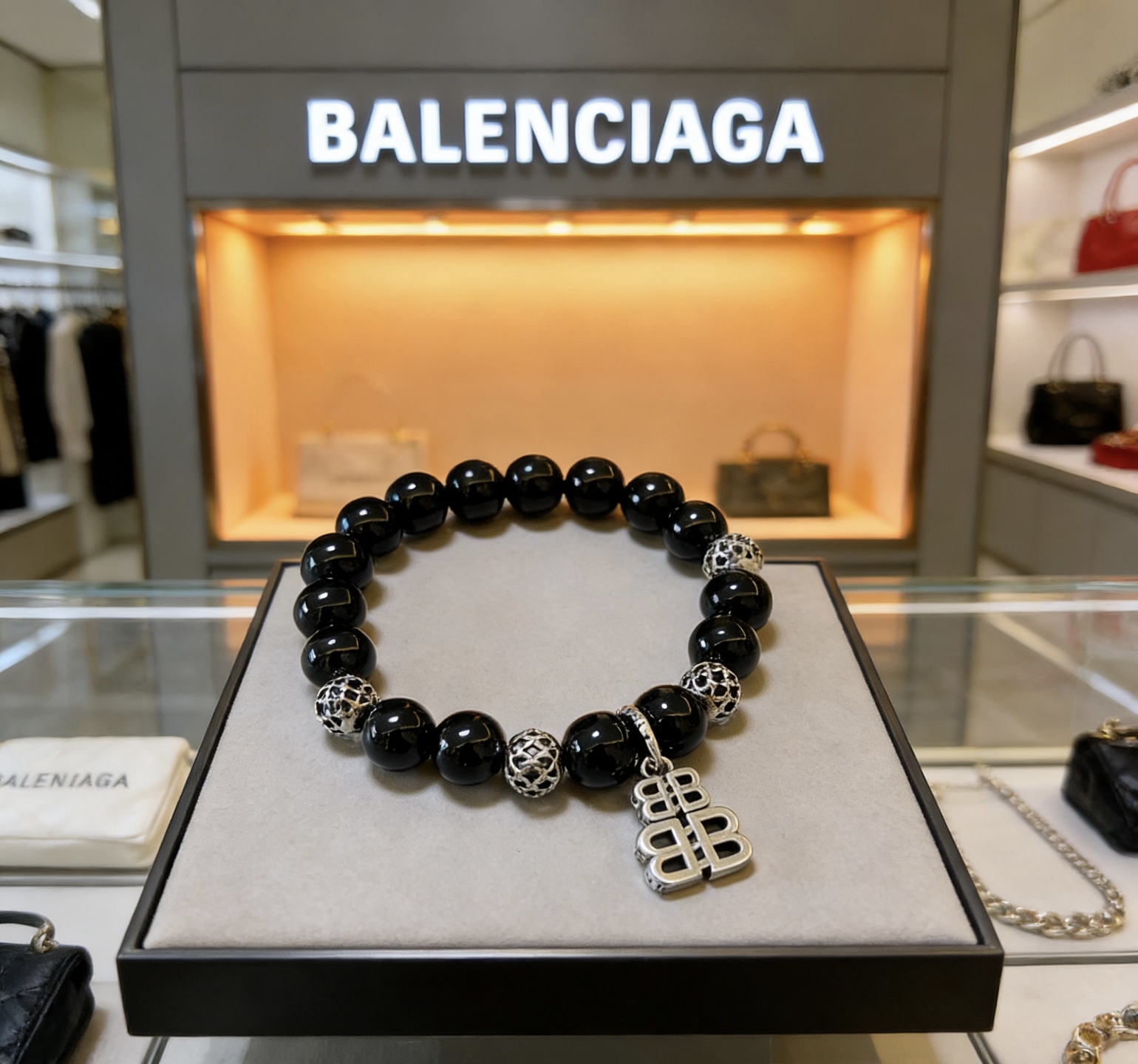Balenciaga 精工版本天然虎眼石巴黎世家手链