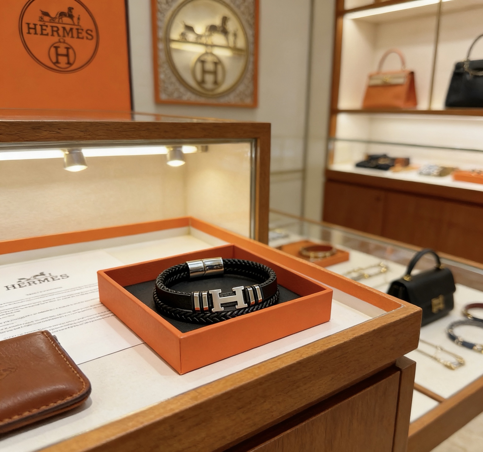 Hermès 新品发售 ‍⬛爱马仕皮绳手环最新款纯手工皮材质档次更高 Anger Forest系列爱马仕手链 款系列18k金手链手绳