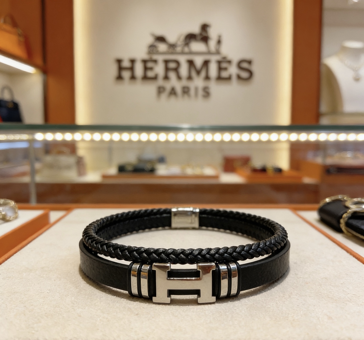 Hermès 新品发售 ‍⬛爱马仕皮绳手环最新款纯手工皮材质档次更高 Anger Forest系列爱马仕手链 款系列18k金手链手绳
