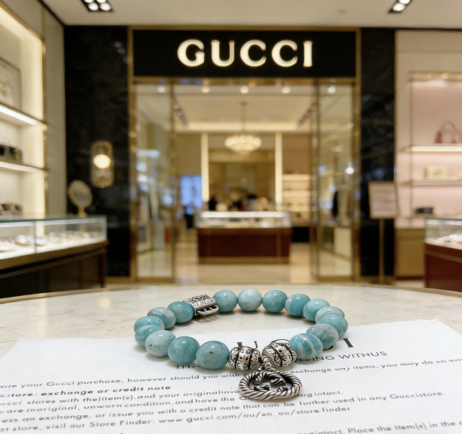 Gucci 𝐆𝐮𝐜𝐜𝐢古驰手链 最新款天然天河石手链档次更高 Anger Forest系列双G天然虎眼石水晶手链