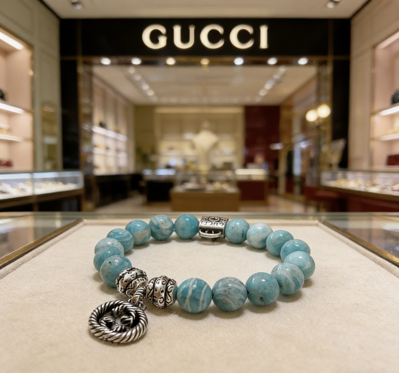 Gucci 𝐆𝐮𝐜𝐜𝐢古驰手链 最新款天然天河石手链档次更高 Anger Forest系列双G天然虎眼石水晶手链
