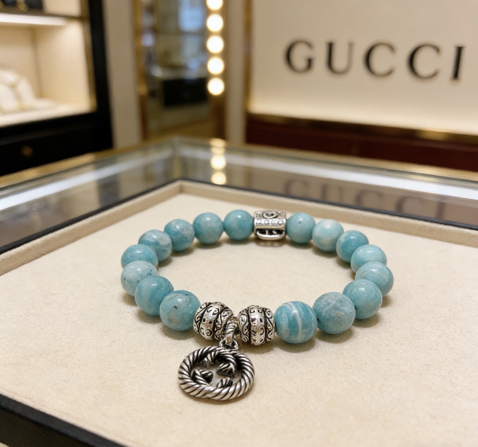 Gucci 𝐆𝐮𝐜𝐜𝐢古驰手链 最新款天然天河石手链档次更高 Anger Forest系列双G天然虎眼石水晶手链