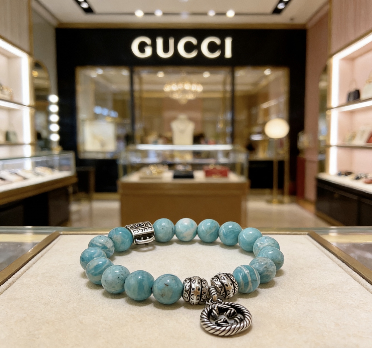 Gucci 𝐆𝐮𝐜𝐜𝐢古驰手链 最新款天然天河石手链档次更高 Anger Forest系列双G天然虎眼石水晶手链