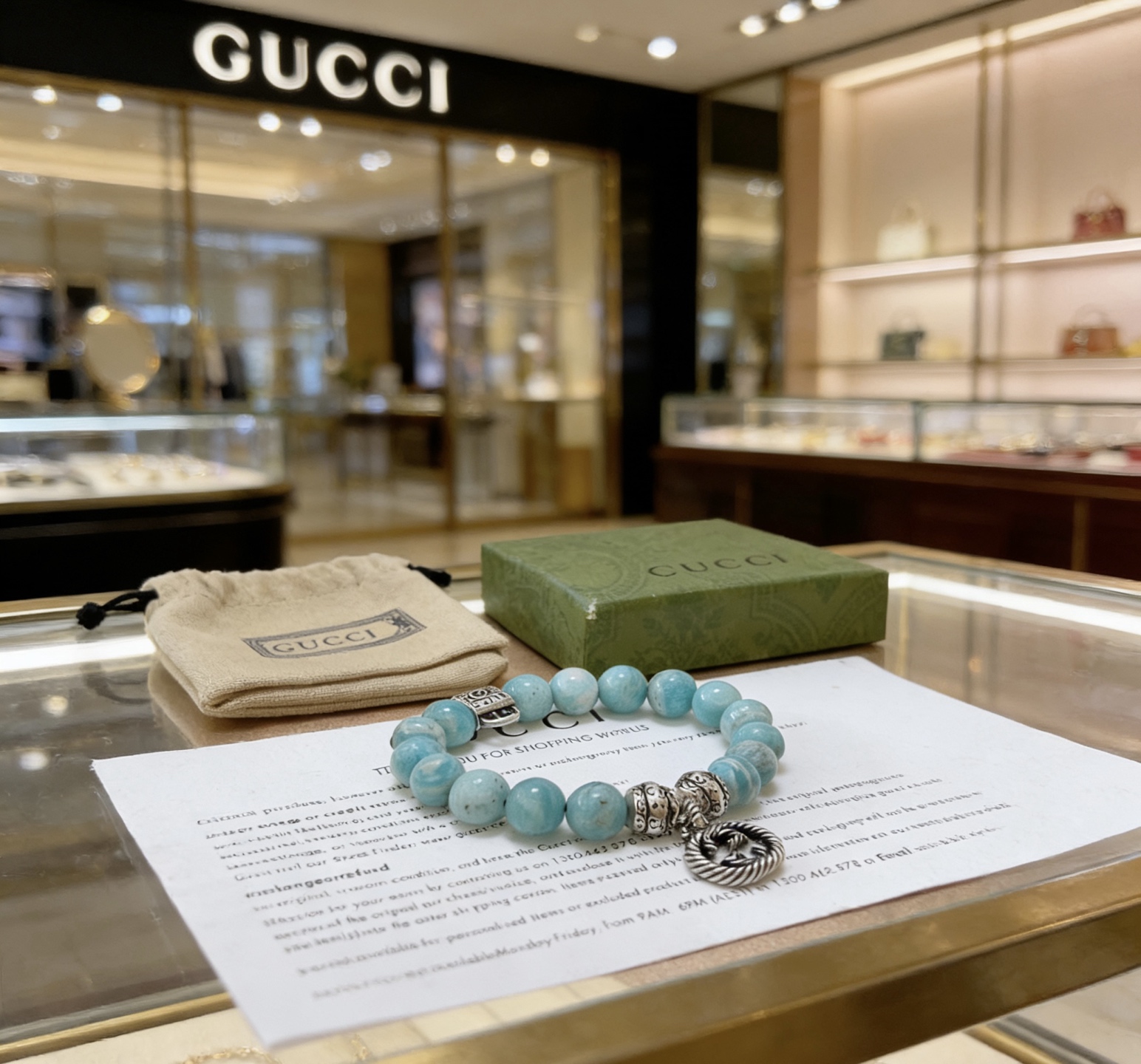 Gucci 𝐆𝐮𝐜𝐜𝐢古驰手链 最新款天然天河石手链档次更高 Anger Forest系列双G天然虎眼石水晶手链