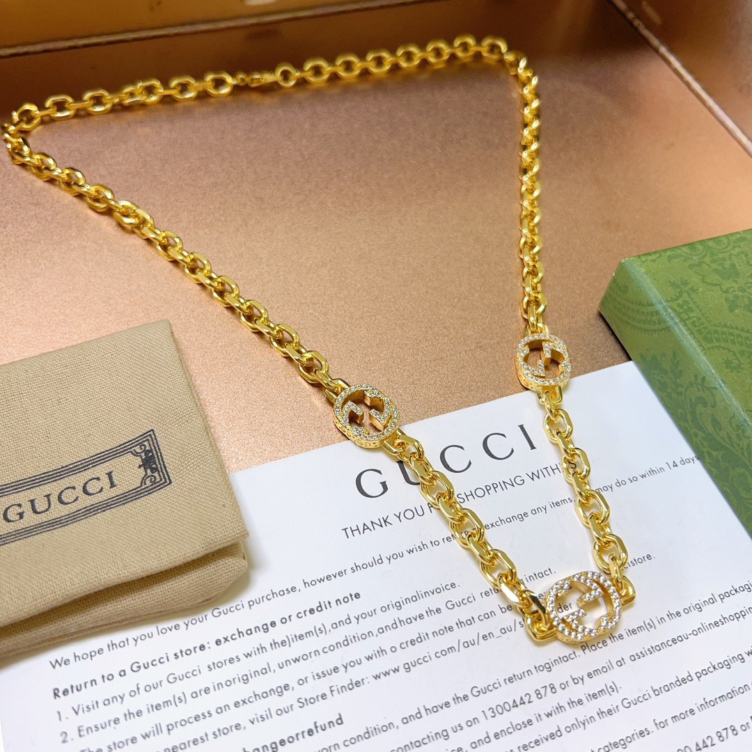 Gucci 𝐆𝐮𝐜𝐜𝐢古驰项链最新款链条档次更高 Anger Forest系列双G古驰项链