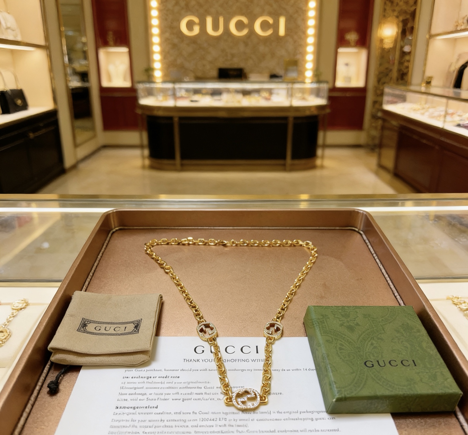 Gucci 𝐆𝐮𝐜𝐜𝐢古驰项链最新款链条档次更高 Anger Forest系列双G古驰项链