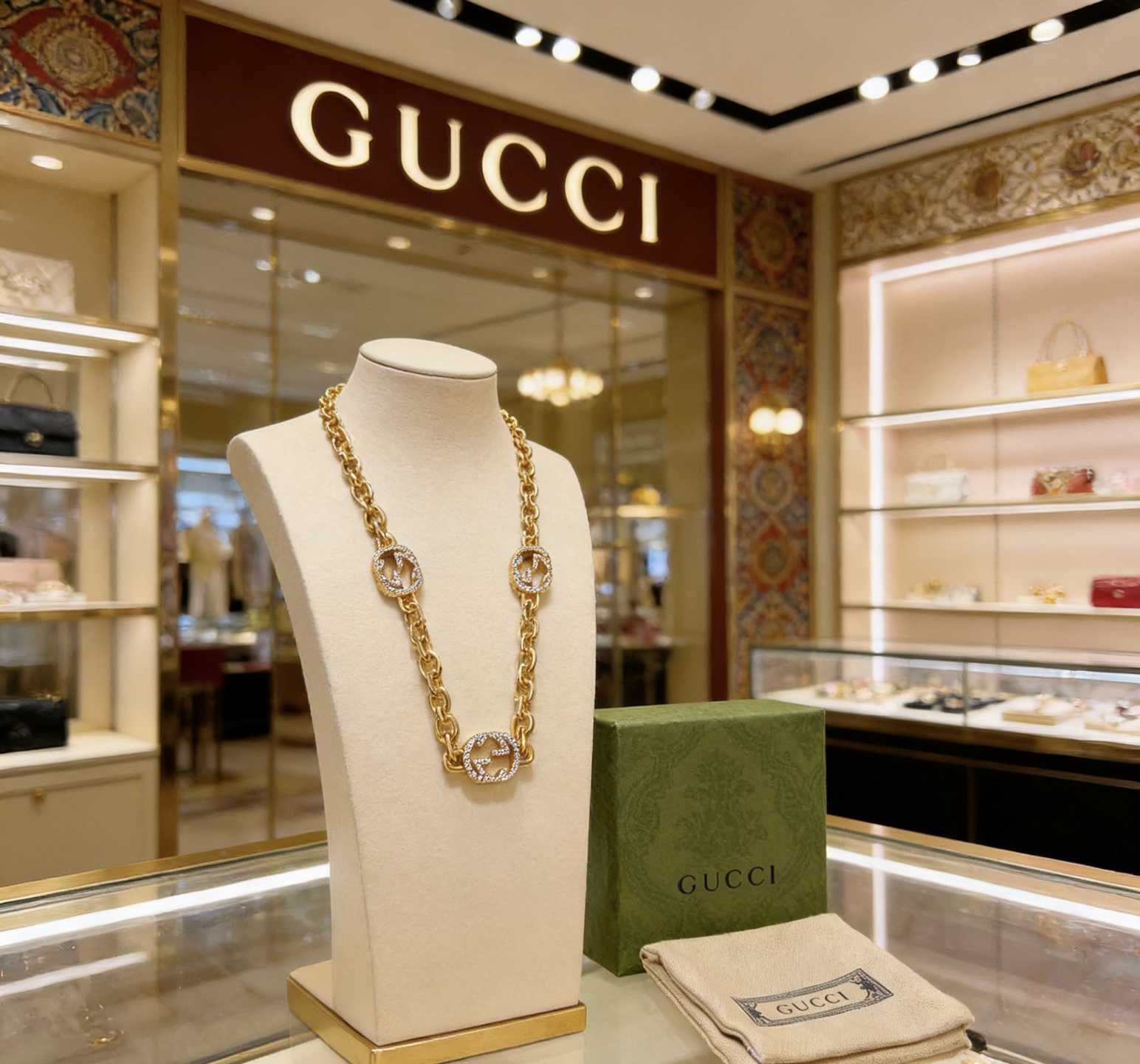 Gucci 𝐆𝐮𝐜𝐜𝐢古驰项链最新款链条档次更高 Anger Forest系列双G古驰项链