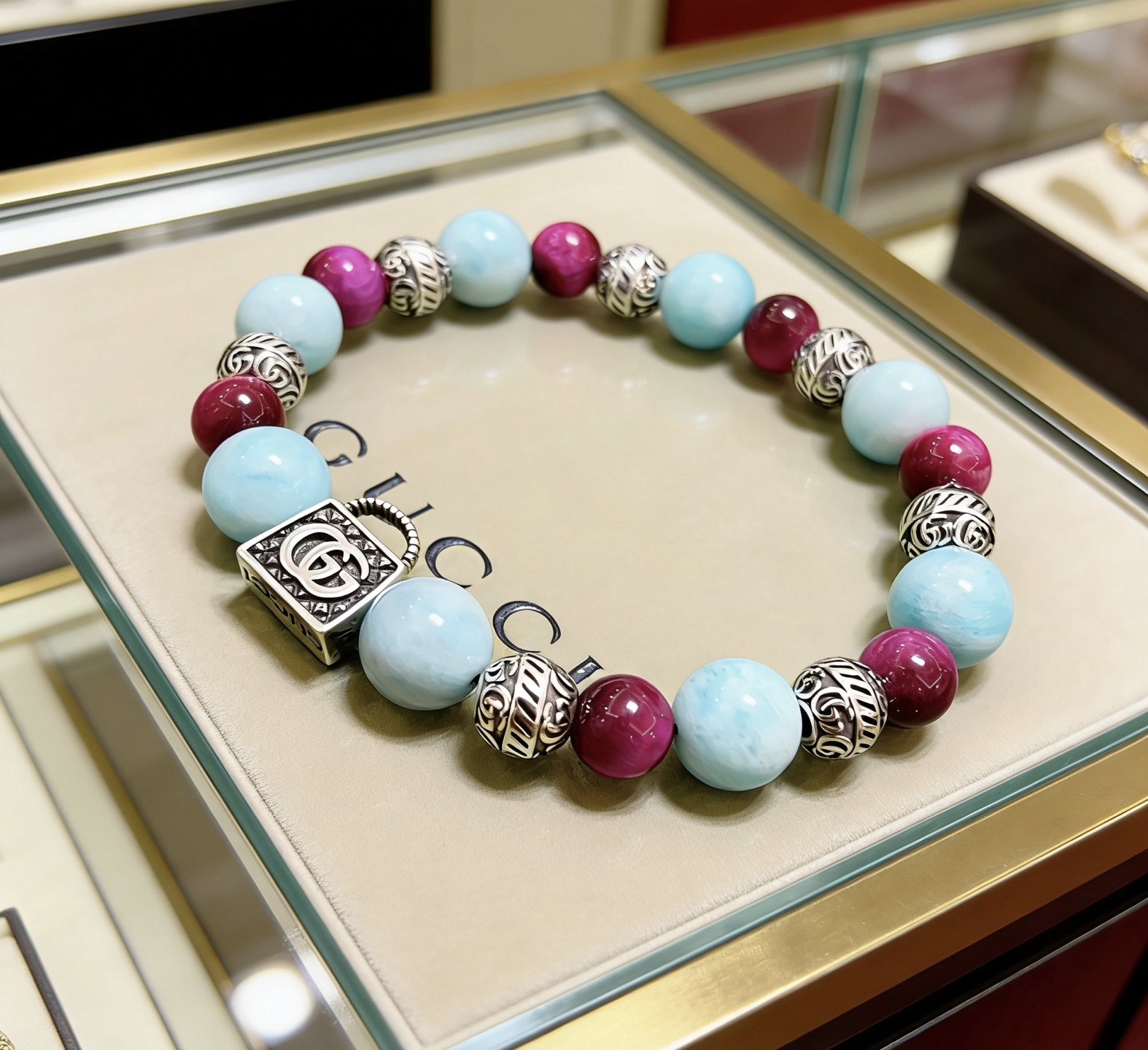 𝐆𝐮𝐜𝐜𝐢 pulsera unisex, último modelo, pulsera de piedra natural de gama más alta, cuarzo de río con ojo de tigre, m…