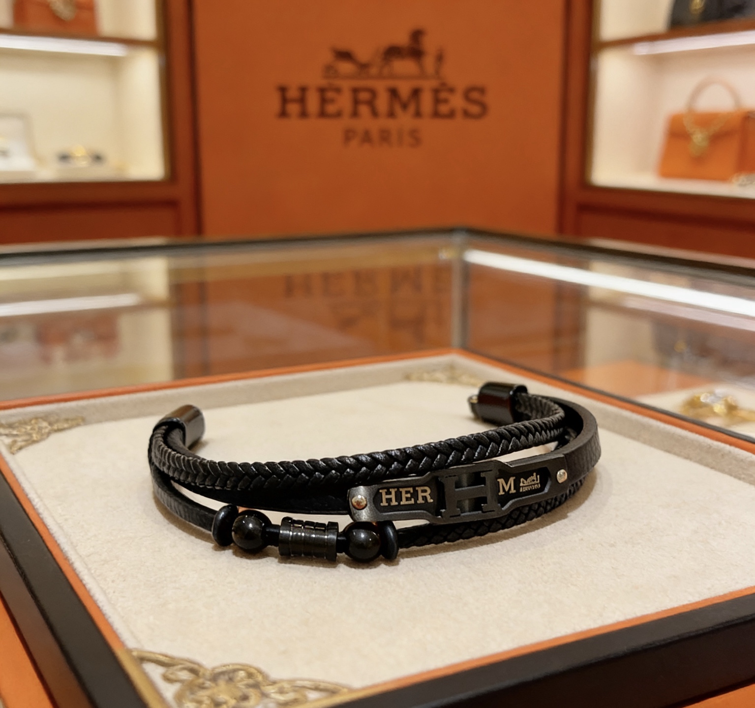 Hermès 新品发售 ‍⬛爱马仕皮绳手环最新款纯手工皮材质档次更高 Anger Forest系列爱马仕手链 款系列18k金手链手绳