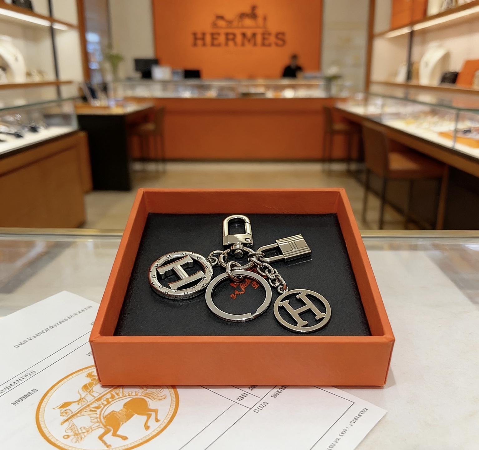 Hermès 新款Hermes爱马仕钥匙扣钥匙扣钥匙链加厚版 铂金版