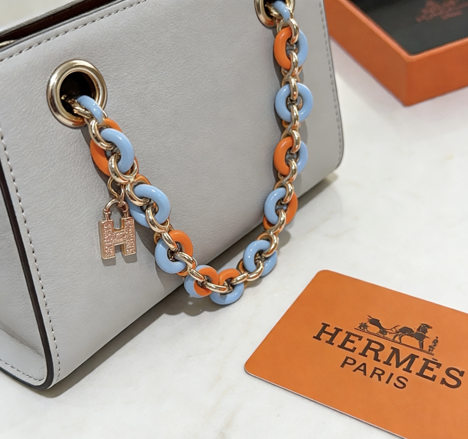 Hermès 新款Hermes爱马仕钥匙扣钥匙扣钥匙链加厚版 铂金版